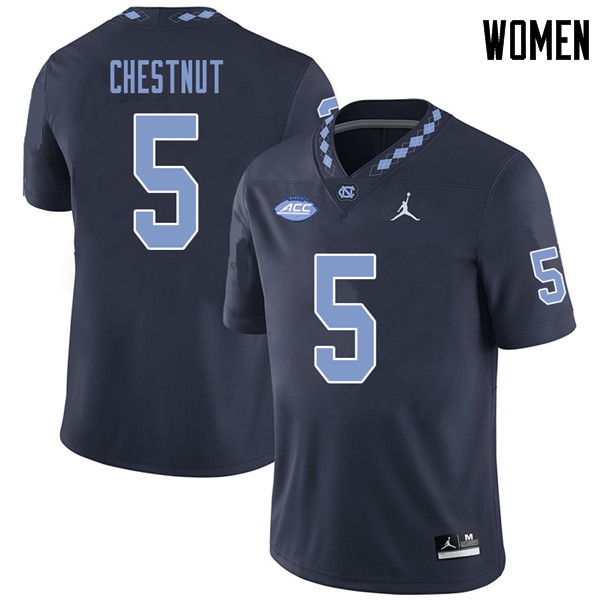 Jordan Brand Women #5 Austyn Chestnut North Carolina Tar Heels College Football Jerseys Sale-Navy